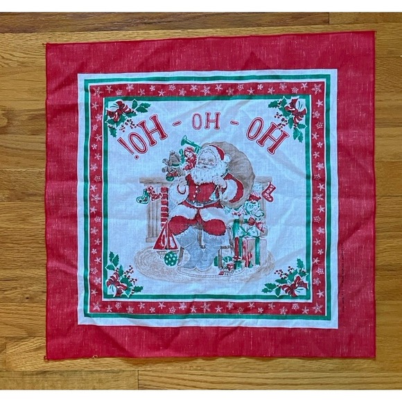 Santa Claus Christmas Bandana Ho Ho Ho Cotton Polyester Made USA Vtg 14193 - Picture 4 of 4